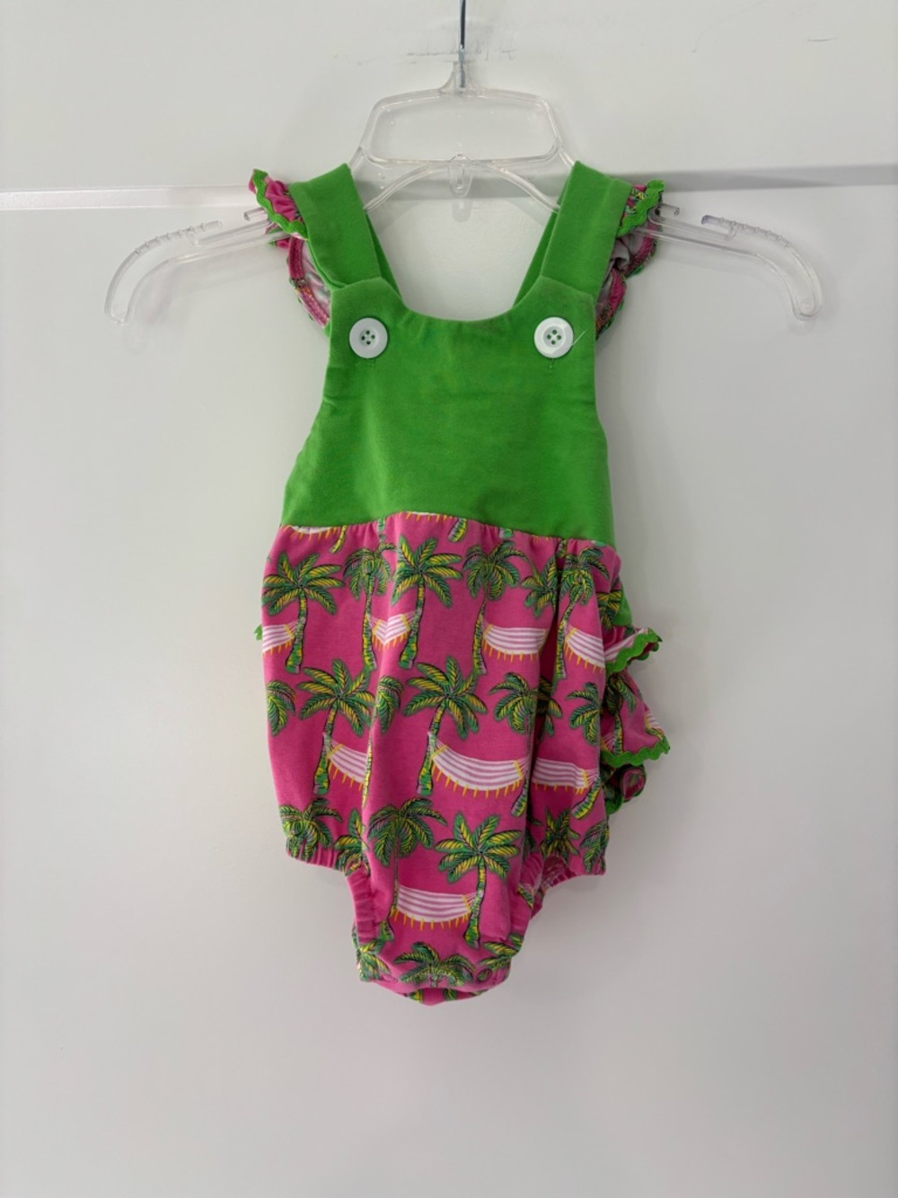 Simply Southern Palm Tree Ruffle Bubble Romper 9-12 months